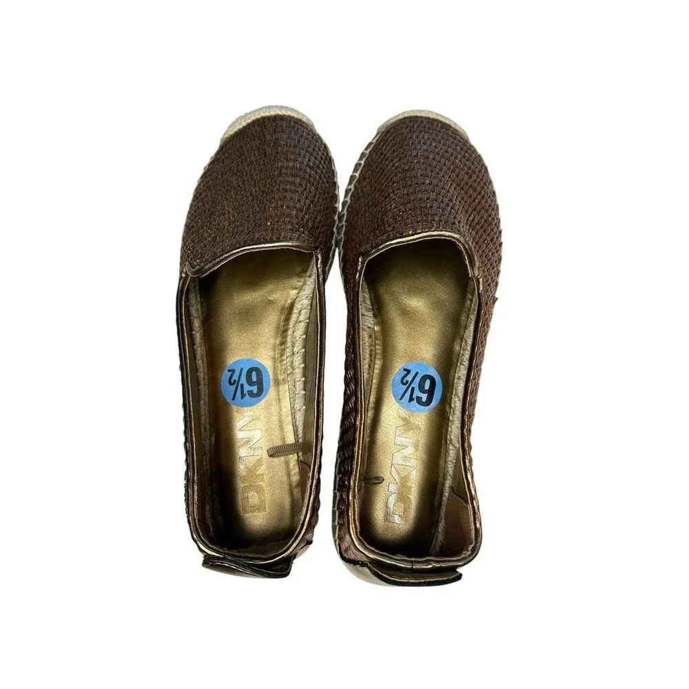 NEW DKNY Mallandra Platform Espadrille Flat Size 6.5 Woven Bronze Slip On